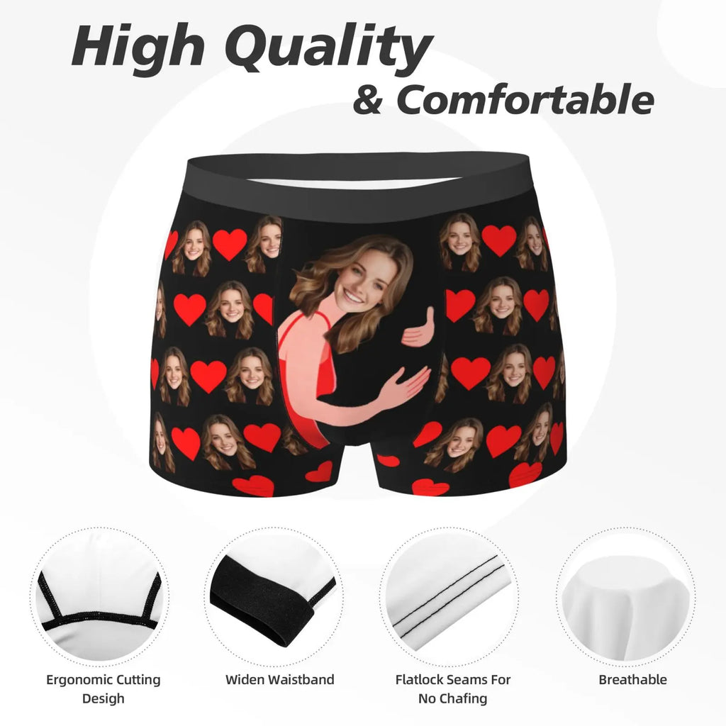 Personalized facial photos customized underwear  flat cornered men's Valentine's Day gift for husband  anniversary gift for fath