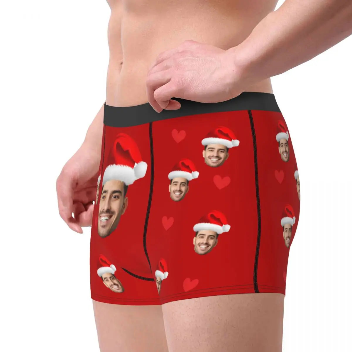 Boxer Christmas Gift Custom Face Personalized Photo Shorts Panties Briefs Men Long Underwear Polyester Underpants for Male