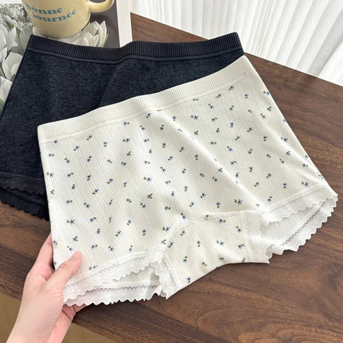 3PCS Sexy Thin Underwear Women's Panties Soft Boxer Pants Comfortable Mid Waist Breathable Lace No Trace Intimates