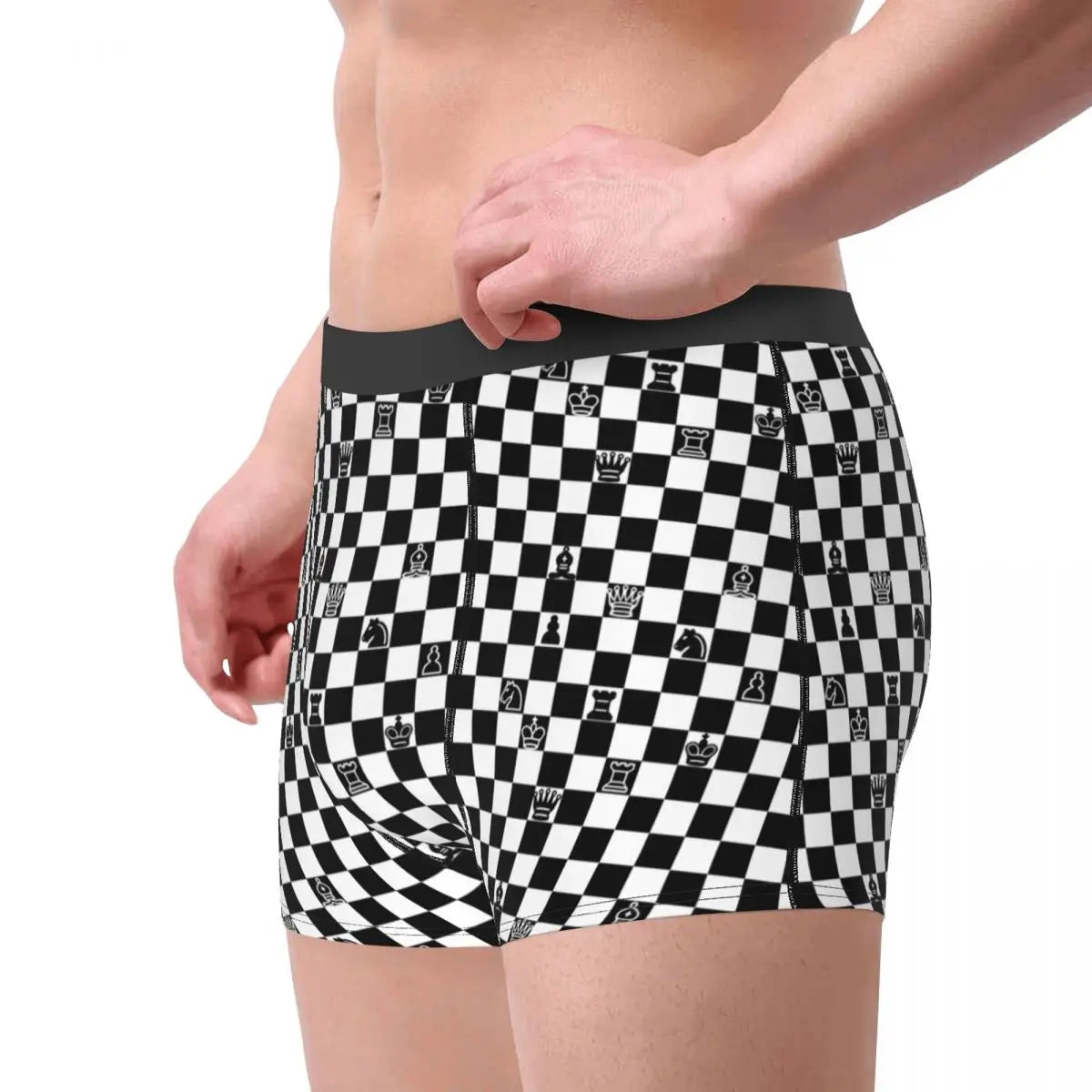 Custom Chess Underwear Men Breathbale Chessboard Game Boxer Briefs