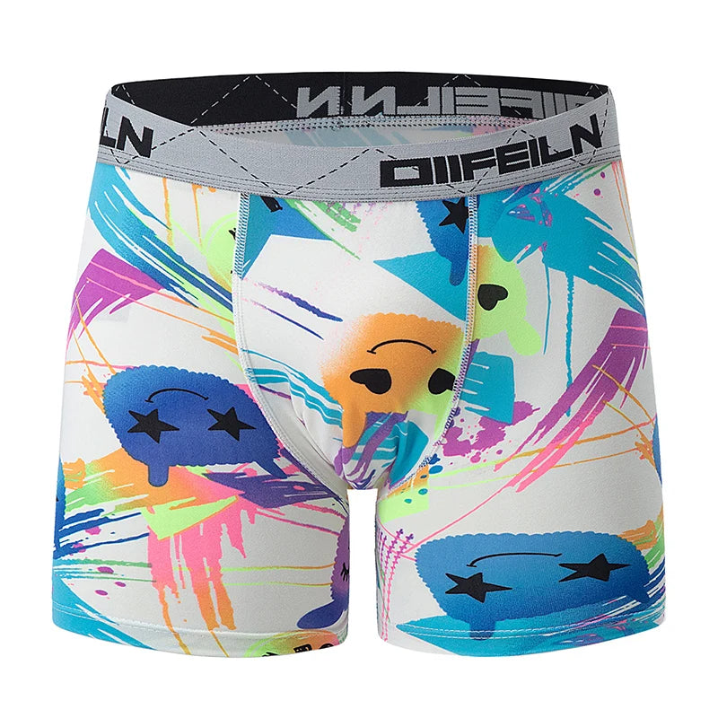 6 Piece Men's Underwear With Youth Print Trend Quick Drying Breathable Comfortable Sporty And Casual Long Flat Corner Pants